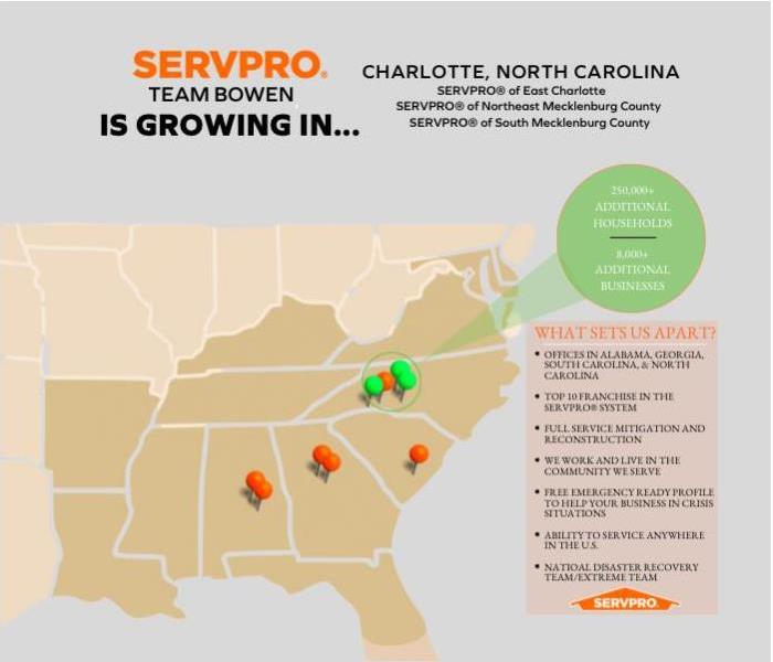 Map of Eastern U.S. caling out new Team Bowen Franchise locations